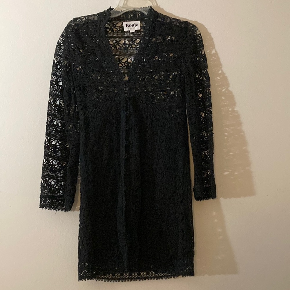 Rouje black crochet dress Sz 34